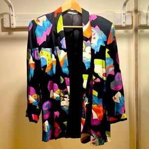 CLICHY PETITE bold 80s graphic Viscose blazer, shoulder pads, size 4